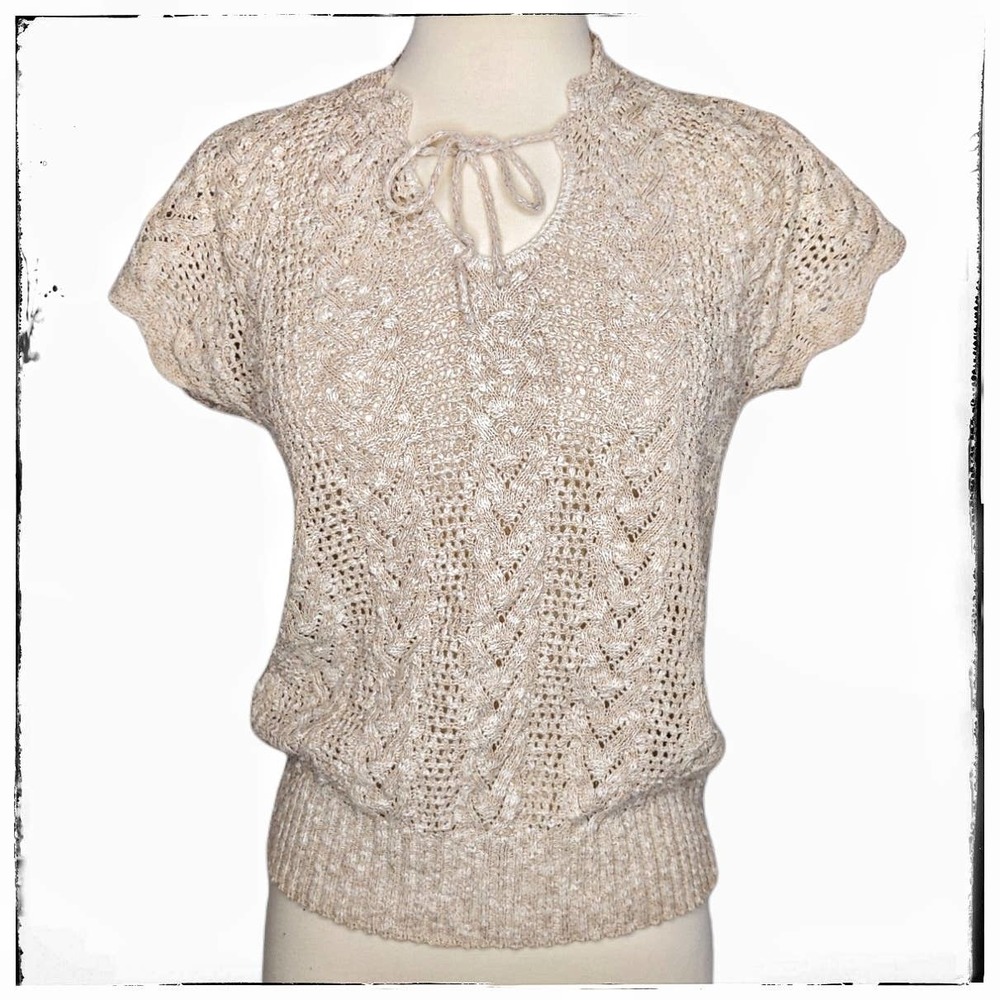 Vintage 80's Lightweight Pullover Flutter Sleeve Boho Sweater Size Small